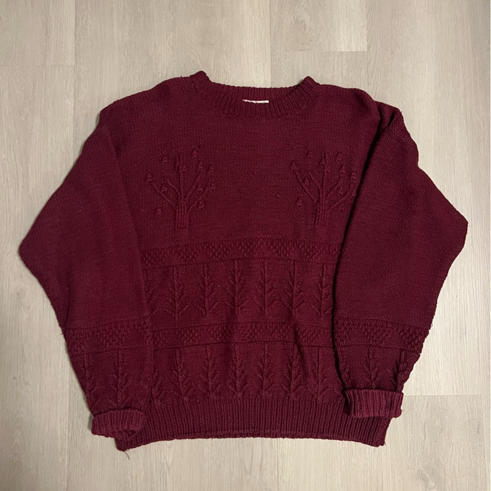 Burgundy Hand Knit Sweater